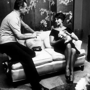 Rossano Brazzi and Sophia Loren at his home in Beverly Hills, CA, 1959.