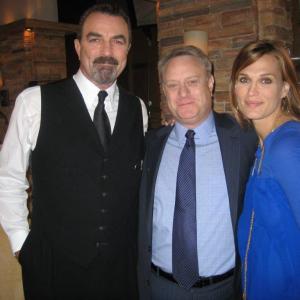 Tom Selleck, Kevin Brief & Molly Sims on the set of NBC show,LAS VEGAS.