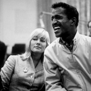 Sammy Davis Jr and May Britt at a recording session 1960