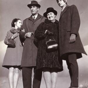 Miljenko Brlecic, Jelica Lovric, Zaim Muzaferija and Mirjana Hajdler at the shooting of 