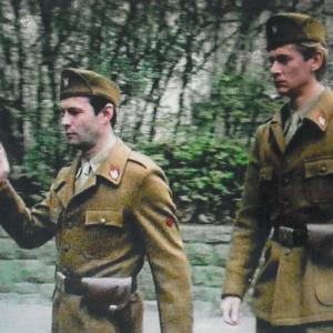 Mustafa Nadarevic and Miljenko Brlecic title of the roles Brko Serdar and Zuti at the shooting of TV series Nepokoreni grad ep Smrt fasizmu sloboda narodu 1980