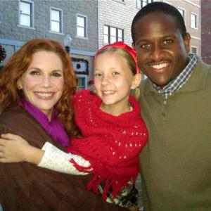Melissa Gilbert Lennon Wynn and C Stephen Browder on set of The Christmas Pageant