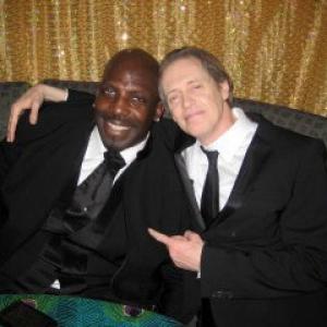Kevin 'Dot Com' Brown and Steve Buscemi from Boardwalk Empire at the HBO party 2011