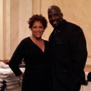 Kevin'Dot Com' Brown and Kim Coles at high school Brooklyn Tech's Annual event where Kim was honored.