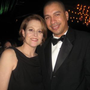With Sigourney Weaver at the 2010 SAg awards