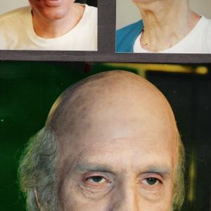 Aging with prosthetics; makeup by Norman Bryn.