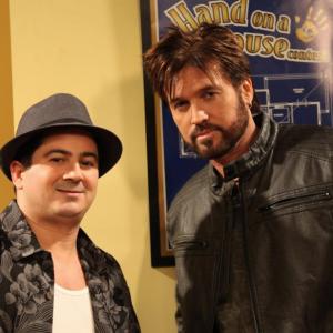 Joe DOnofrio and Billy Ray Cyrus in the Hands On A House episode of Are We There Yet? TBS in 2011 Norman Bryn Makeup Dept Head