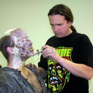 Michael Burnett applies Zombie prosthetic make-up for an Episode of 