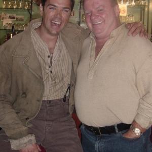 Lee Burns with fellow actor Jack McGee on the set of Cold Case