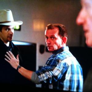 With Timothy Olyphant on the set of Justified