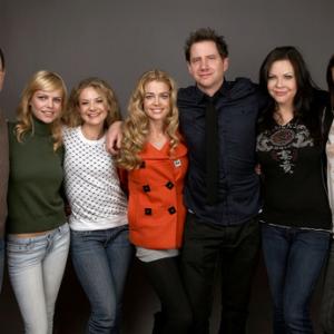 LR Actor PJ Byrne actress Mircea Monroe director Julie Davis actress Denise Richards actor Jamie Kennedy actress Christa Campbell and actress Donnamarie Recco of the film Finding Bliss poses for a portrait at the Film Lounge Media Center during the 2009 Sundance Film Festival on January 18 2009 in Park City Utah