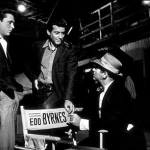 Efrem Zimbalist Jr with Edd Kookie Byrnes and Louis Quinn on the set of 77 Sunset Strip January 15 1961