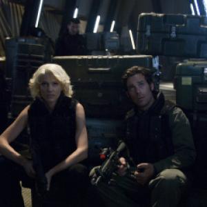 Still of James Callis and Tricia Helfer in Battlestar Galactica (2004)