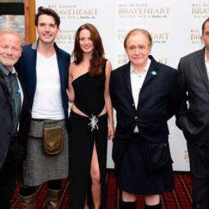 Still of Mhairi Calvey at the premire of Mel Gibsons movie Braveheart with Peter Mullen Brian Cox Angus Macfadyen and James Robinson at the Edinburgh Film Festival 2014