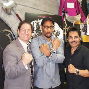 Art Camacho with RZA, Michael Matsuda at Latino Press junket for Man with the Iron fists
