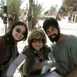Emily Van Camp Jo C B and Miguel Angel Munoz working on location for BenHur 2009