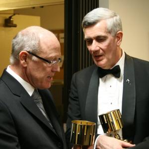 John Canemaker r compares notes with fellow Winsor McCay award winner Glen Keane