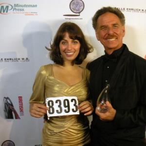 Actress Leah DEmilio finishes halfmarathon as Chris Canole wins Best Screenplay for marathon script Felix the Flyer at 2009 British Film Festival Los Angeles