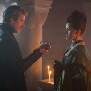Still of Peter Capaldi and Maimie McCoy in The Musketeers 2014