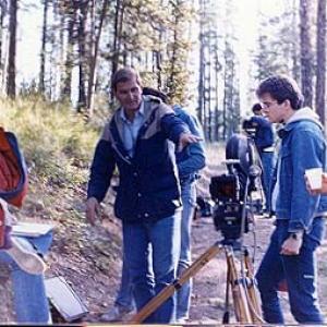 First Day of principal photography on Storm 1987 Picture from left David Palffy Tim Hollings Robert Caplette bg David Winning Thom Schioler