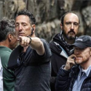 Bill Connor Sal Totino Inti Carboni Ron Howard on the set of Inferno