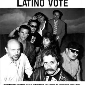 Julie Carmen with Edward James Olmos Hector Elizondo Culture Clash Tony Plana and Kid Frost