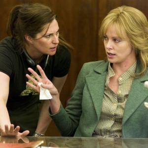 Still of Charlize Theron and Niki Caro in North Country (2005)