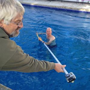 Dan Heigh and Don Caron getting some pool shots with the go pro