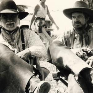 Tommy Lee Jones and David Carpenter on the set of Lonesome Dove