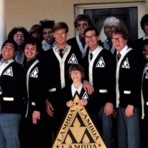 Still of Anthony Edwards Robert Carradine Curtis Armstrong Timothy Busfield Larry B Scott and Brian Tochi in Revenge of the Nerds 1984