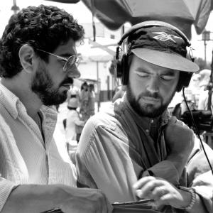 Alvaro Domingo producer and Salvador Carrasco writerdirector on the set of The Other Conquest
