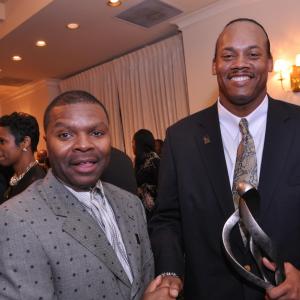 Filmmaker Greg Carter with James Prince CEO and President of RapALot Records at the Top 50 Black Professional  Entrepreneurs Award Show in Houston Texas
