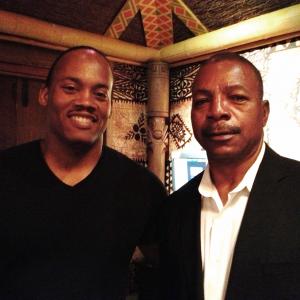 ProducerDirector Greg Carter and legendary ActorDirector Carl Weathers at Filmmaker luncheon provided by the Trinidad  Tobago Film Commission at Trader Vics at LA Live