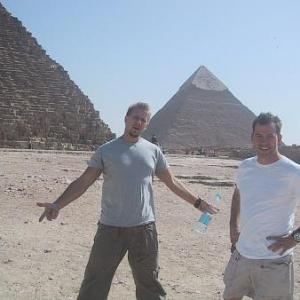 Neil Mandt and cinematographer Marc Carter on location in Cairo