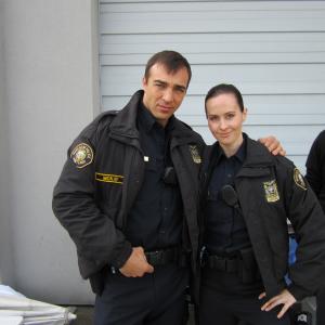 Erin Carufel and Sam Upton on the set of Gone