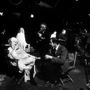 William Castle, director, and Vincent Price on the set of 