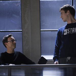 Still of Tom Cavanagh and Grant Gustin in The Flash 2014