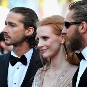 Nick Cave Tom Hardy Shia LaBeouf and Jessica Chastain at event of Virs istatymo 2012