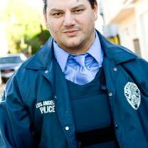 Heath Centazzo on set playing LAPD Officer