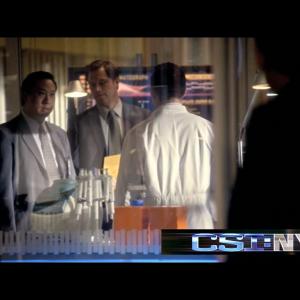CSI NY L to R Christopher Chen as NYPD Health Services Rep Eldon McKenna Lab Tech Hill Harper from Season 7 Episode 19  Food for Thought