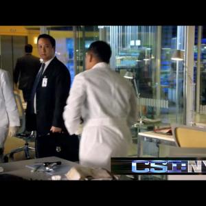 CSI NY L to R Holly Westenfeldt Christopher Chen as NYPD Health Services Rep Hill Harper from Season 7 Episode 19  Food for Thought