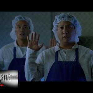 CASTLE ABC L to R Devun Kim Christopher Chen as Asian Meat Packer from Season 3 Episode 9  Close Encounters of the Murderous Kind