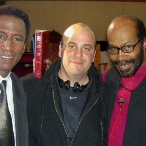 Director Joseph Ariola center with Michael Wright L and Anthony Chisholm L