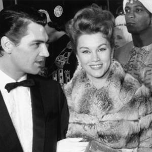 Linda Christian and Edmund Purdom in Rome for the film premiere of El Cid