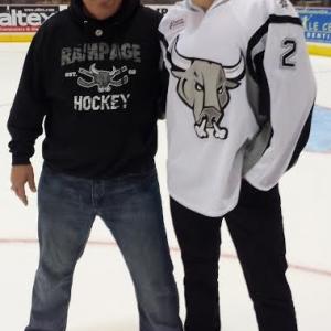Tory Christopher with professional hockey defenseman MacKenzie Weegar