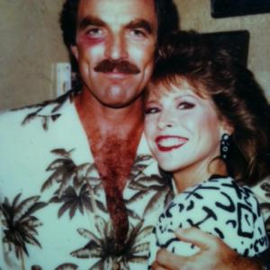 With Tom Selleck on the set of Magnum PI