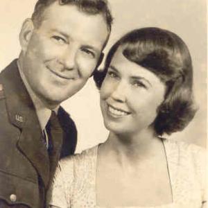 Vernon E Clark with wife Virginia, just married, August 1951, stationed in reserves at March Air Force Base, Riverside, CA