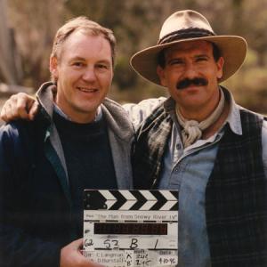 John Fox with Andrew Clarke on the set of Snowy River The McGregor Saga 1993 close to the end of the series back in 1996