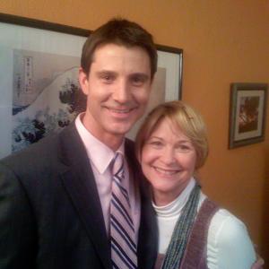 Chris Cleveland and Dee Wallace on the set of The No Sit List