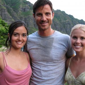Danica McKellar, Chris Cleveland and Kelly Rice on the set of 